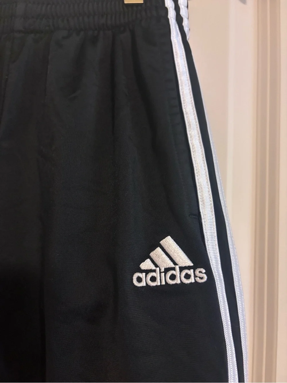 adidas Black Joggers with White Side Stripes
